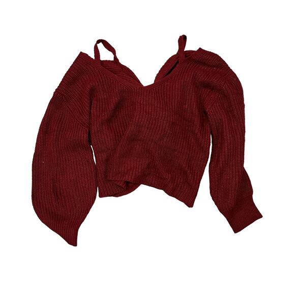 Brazil Breeze Maroon Twist Cropped Sweater New With Tags Small - Picture 4 of 4